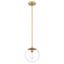 Gracelyn Satin Gold Mini Globe Pendant with Clear Glass Shade