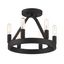 Modern Carousel Black Steel 6-Light Semi-Flush Ceiling Light