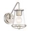 Satin Platinum Dimmable Iron Wall Sconce with Clear Seedy Glass