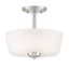 Malone Transitional 12" Brushed Nickel Drum Semi-Flush Mount Light