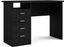 Black Woodgrain Desk with Four Drawers and Open Shelf