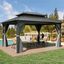 Gray 12x16ft Hardtop Gazebo with Nettings and Curtains