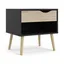 Midcentury Modern Diana Nightstand with Flared Wood Legs, Black Matte & Oak