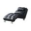 Transitional Black Faux Leather Upholstered Chaise with Geometric Stitching