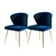 Navy Blue Velvet Upholstered Side Chair with Golden Metal Legs