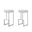 31" White Faux Leather Backless Bar Stools with Silver Frame, Set of 2