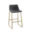 Elegant Gray Velvet Barstools with Gold Chrome Base, Set of 2