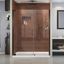 Elegance 53" Frameless Pivot Shower Door in Clear Glass and Bronze