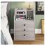 Gray 3-Drawer Nightstand with Charging Station and Hutch