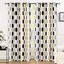 Geo Pattern White and Gold Room Darkening Grommet Curtains, 52" x 84"