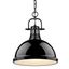 Matte Black Transitional Large Bowl Pendant with Glass Diffuser