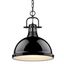 Matte Black Transitional Large Bowl Pendant with Glass Diffuser