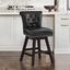 Black Faux Leather Swivel Counter Stool with Wood Legs