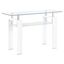 White Metal and Glass Rectangular Sofa Table with Shelf