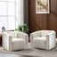 Beige Velvet Swivel Barrel Accent Chairs with Pillows, Set of 2