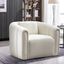 Beige Velvet Swivel Barrel Armchair with Metal Base