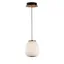 Soji Contemporary Globe LED Pendant in Black and Gold with Satin White Shade