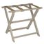 Eco-Friendly Taupe Folding Luggage Rack with Dark Tan Straps