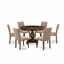 Distressed Jacobean Round Dining Set with Light Sable Linen Chairs