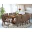 Antique Walnut 9-Piece Dining Set with Brown Linen Chairs