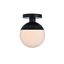 Eclipse Black and Frosted Glass Flush Mount Light