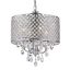 Chrome and Crystal 4-Light Drum Chandelier with Beaded Shade