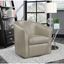 Contemporary Gray Faux Leather Barrel Swivel Accent Chair