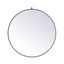 Contemporary Black Wood Frame 45" Round Mirror with Decorative Hook