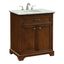 Transitional Teakwood 30" Single Bathroom Vanity with Carrara Marble Top