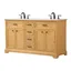 Natural Wood Double Bathroom Vanity with Carrara Marble Top