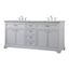 Gray Double Freestanding Solid Wood Bathroom Vanity with Marble Top