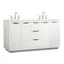 Blake 60" White MDF Double Bathroom Vanity with Gold Handles