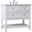 36" White Poplar Wood Bathroom Vanity with Marble Top