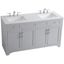 Gray 60" Double Sink Freestanding Bathroom Vanity with Quartz Top