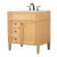 Natural Wood 32" Single Bathroom Vanity with Marble Top