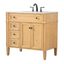 Natural Wood 36" Single Bathroom Vanity with Marble Top