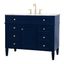 Blue Solid Wood MDF Marble Single Bathroom Vanity with Gold Hardware