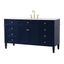 Blue Solid Wood MDF Marble Single Bathroom Vanity with Brushed Gold Hardware