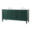 Green Solid Wood MDF Marble Double Bathroom Vanity with Porcelain Sinks