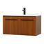 Teak Wall-Mount Single Bathroom Vanity with Quartz Top