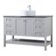 Gray 48" Freestanding Bathroom Vanity with Black Tempered Glass Countertop