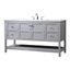 Theo 60" Gray MDF Single Bathroom Vanity with Engineered Marble Top