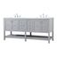 Gray 72" Double Freestanding Bathroom Vanity with Calacatta White Countertop