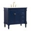 Blue Solid Wood Single Bathroom Vanity with Marble Top