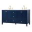 Blue and Gold Double Freestanding Bathroom Vanity with Marble Top