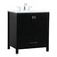 Irene 30" Black MDF Single Bathroom Vanity with Quartz Top