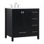 Irene 32" Black Solid Wood and Stone Single Bathroom Vanity