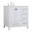 White Solid Wood and Stone Single Bathroom Vanity with 5 Drawers