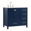 Blue and Gold 36" Single Bathroom Vanity with Marble Countertop