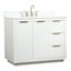 White MDF Single Bathroom Vanity with Gold Hardware and Marble Top